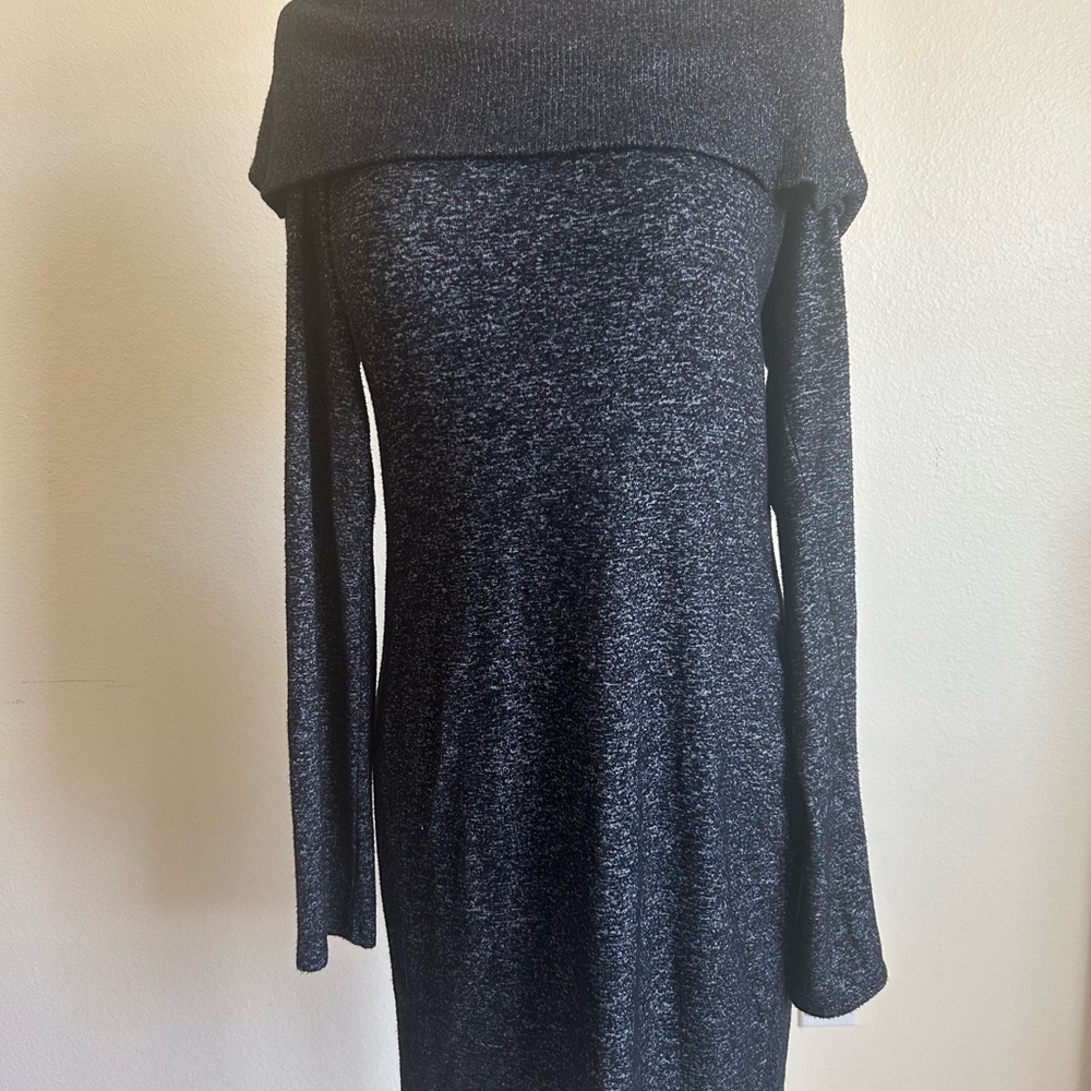 Express Gray Off-Shoulder Long Sleeve Sweater Dress